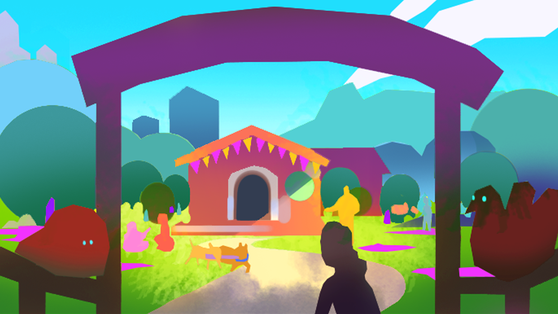 Final wide shot, nature beginning to reclaim the land