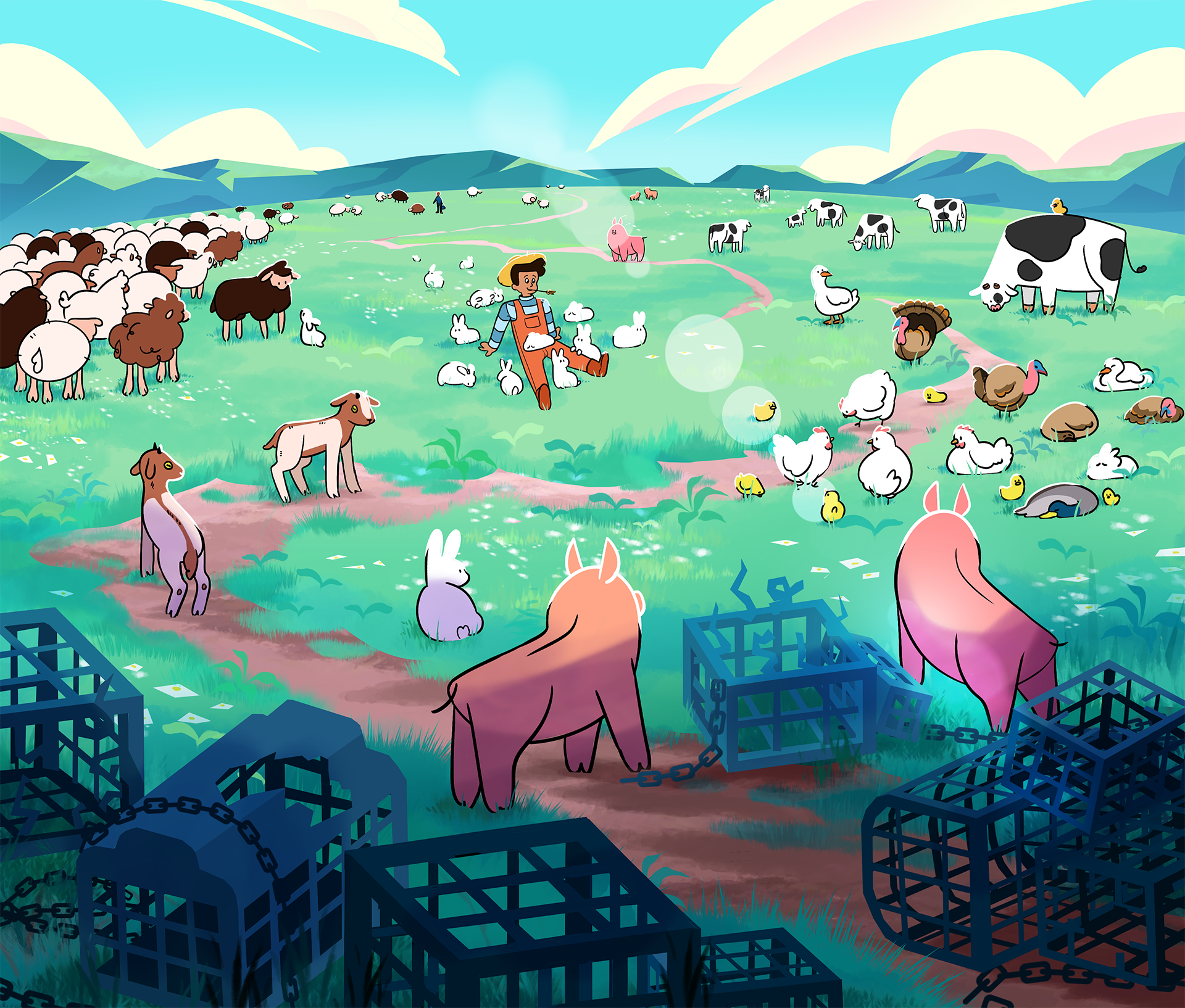 Farm animals freed from cages