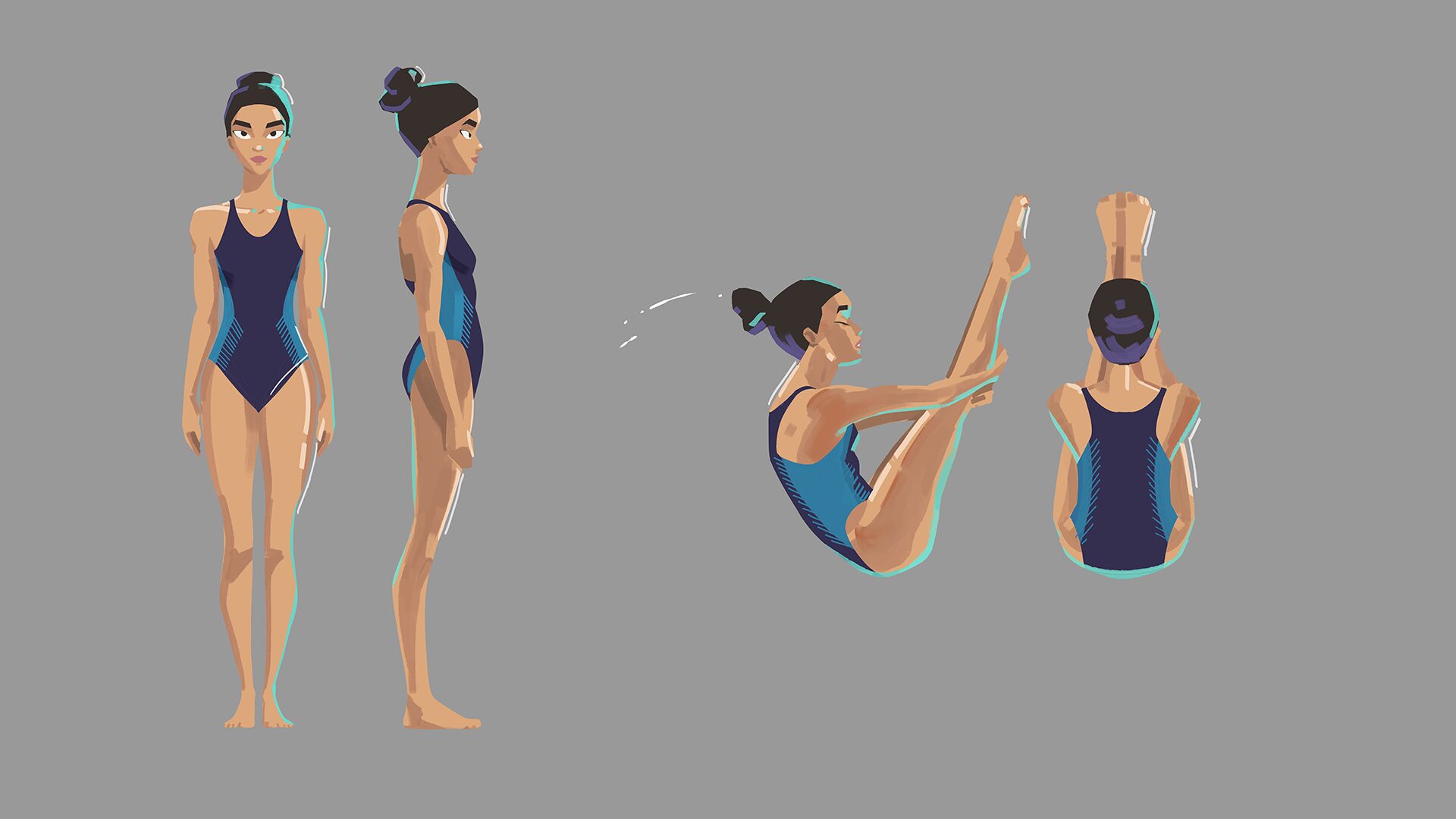 2D character design turnaround sheet by Myth Studio