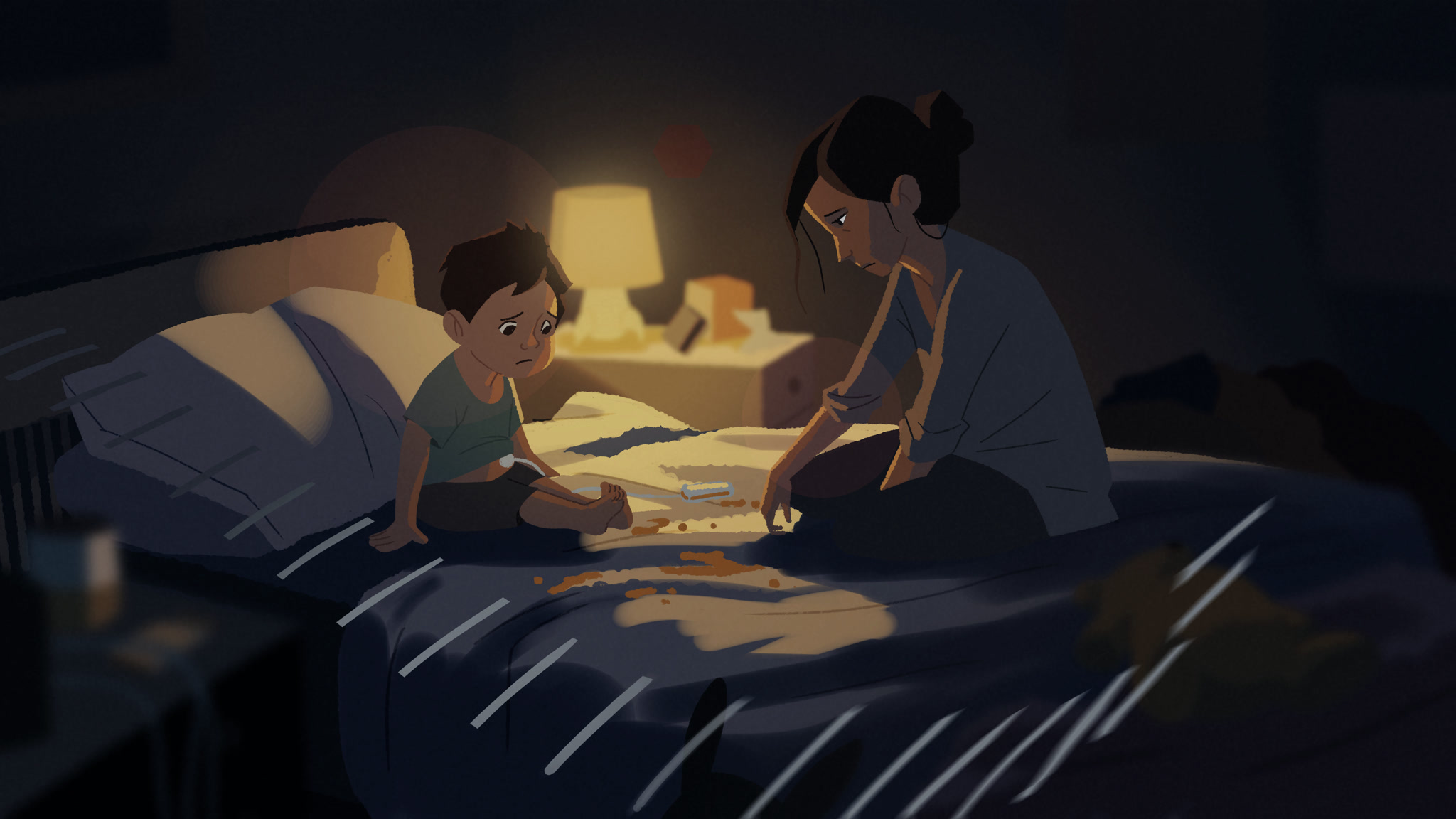 2D animated bedtime scene from Tubies project