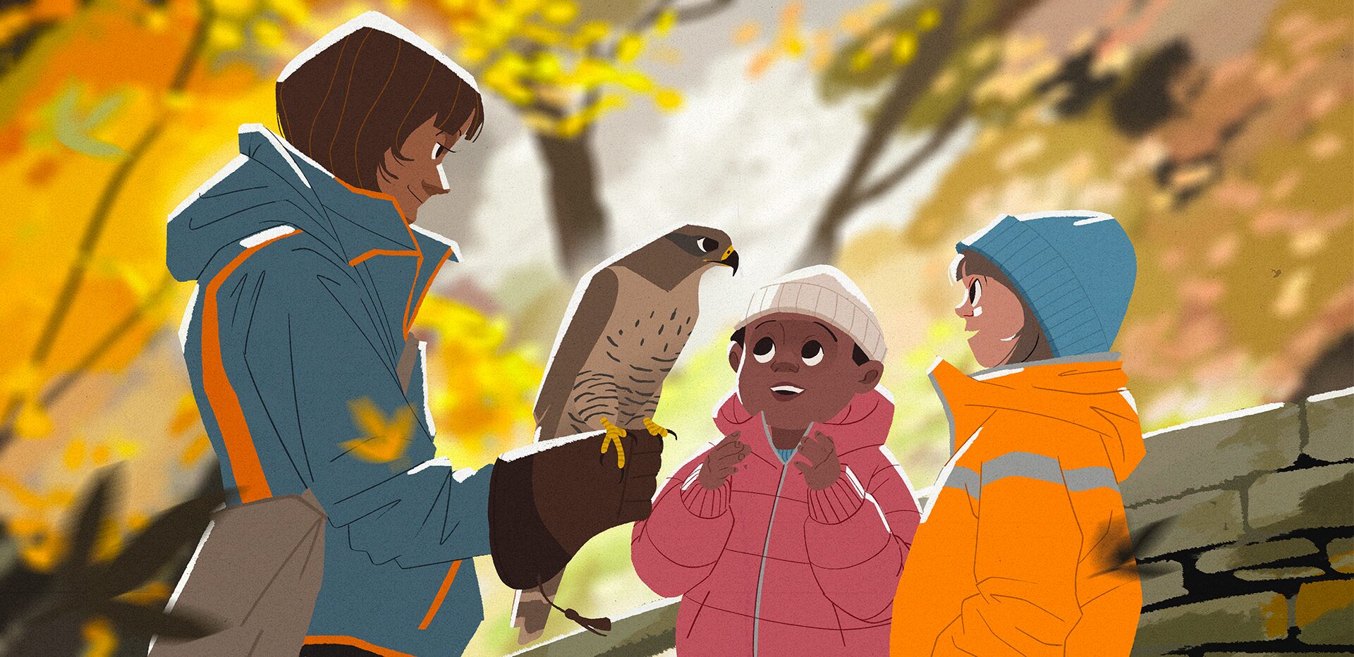 2D character animation scene from Falconer project