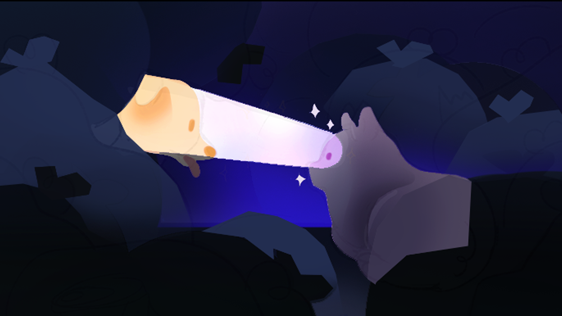 Inside the factory, harsh lighting and machinery