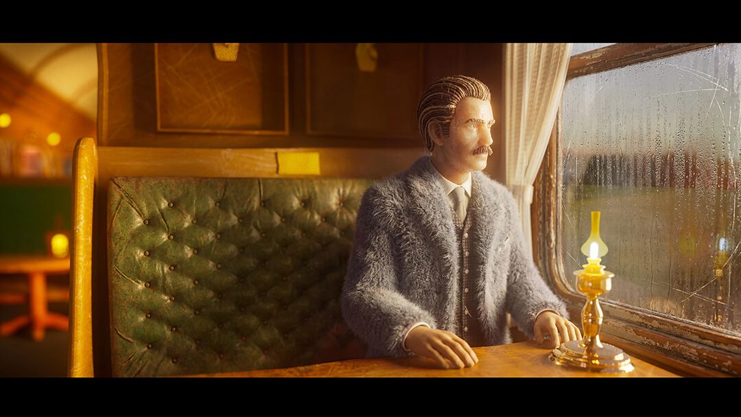 Train scene illustration