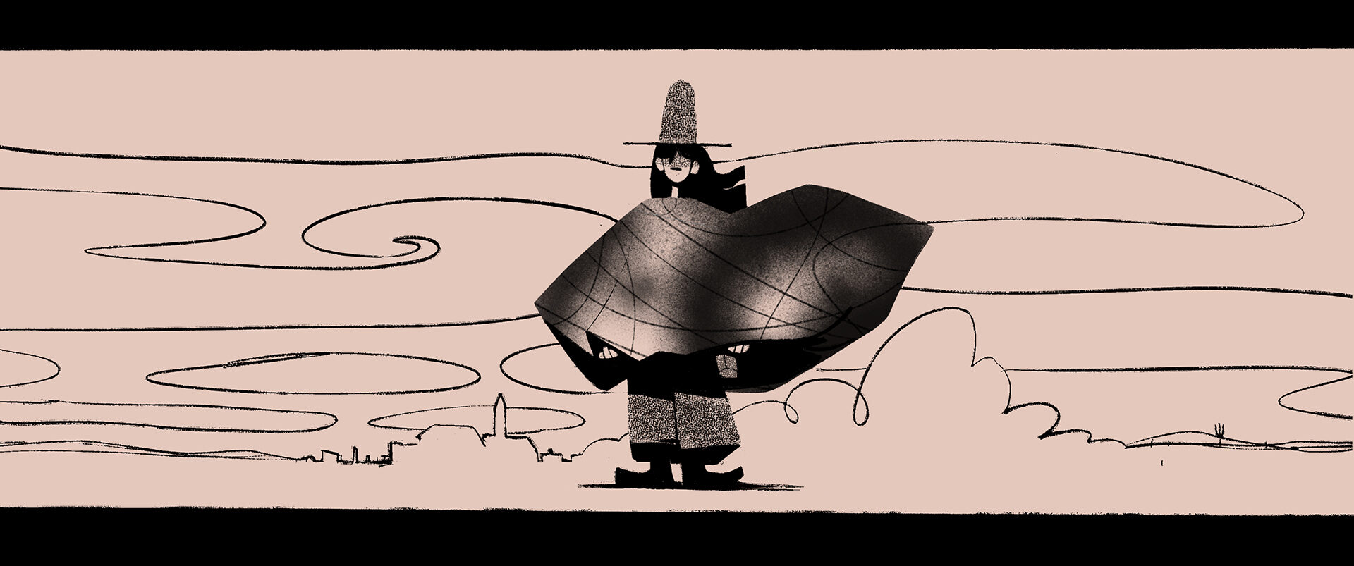 Figure in wind artwork