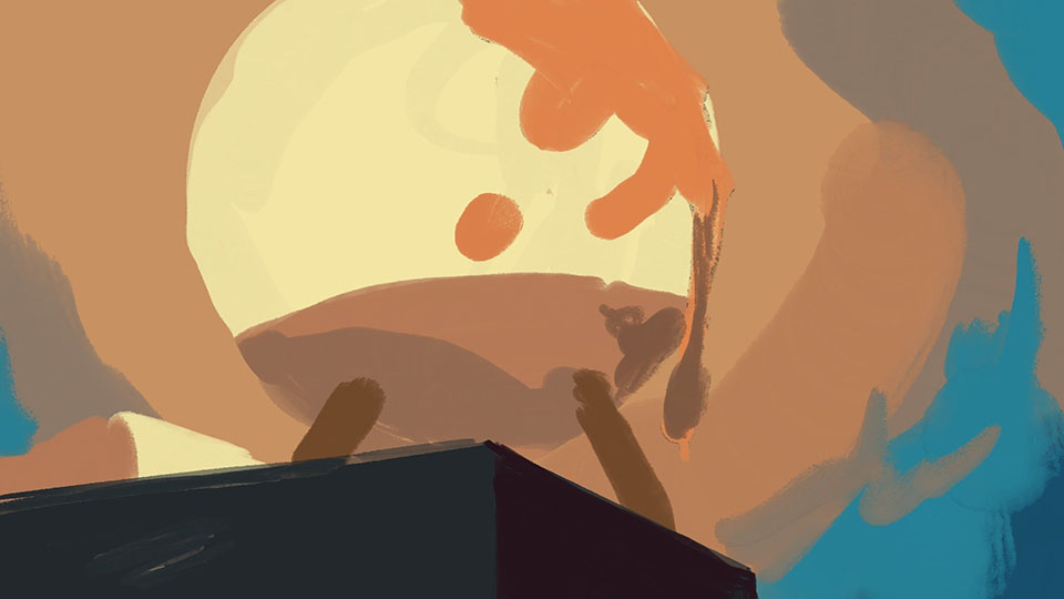 Penny walking through the garden path