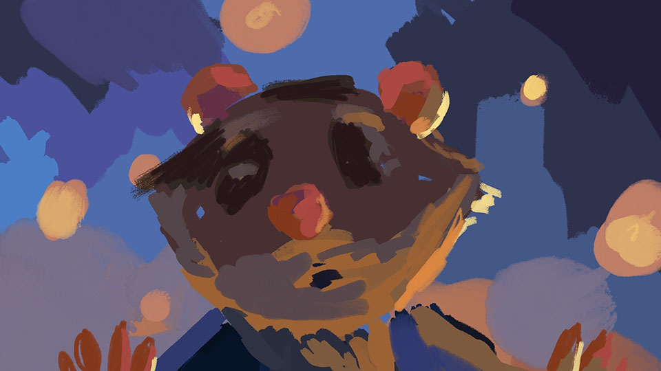 Penny kneeling beside the garden bed