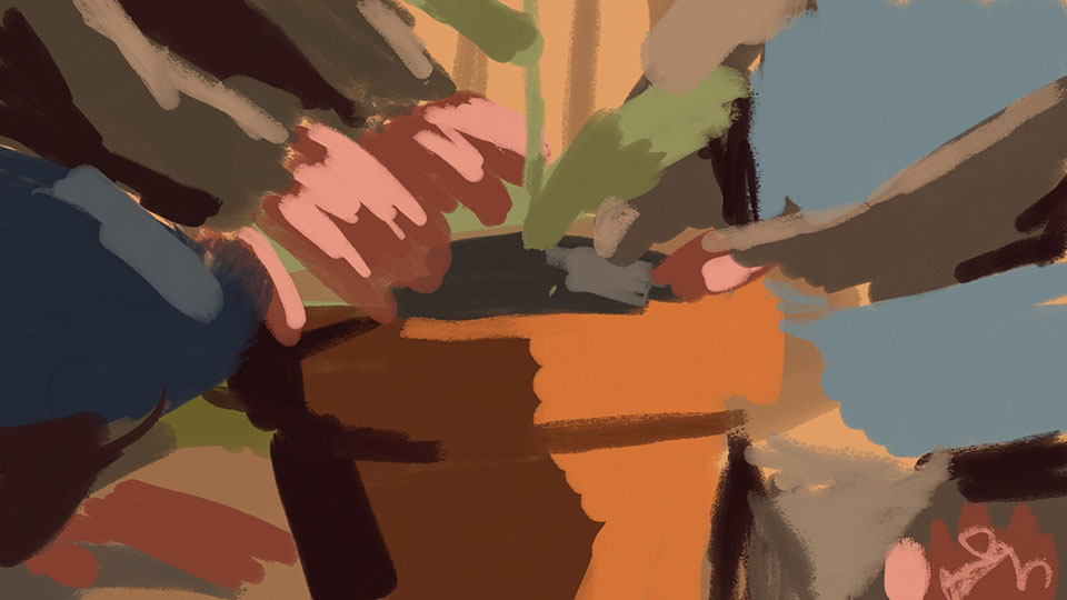 Wide establishing shot of the house exterior