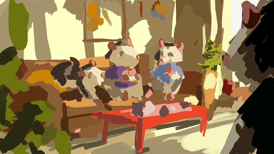 Kitchen scene with steam rising from the pot