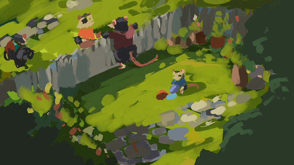 Penny looking out the window at the garden