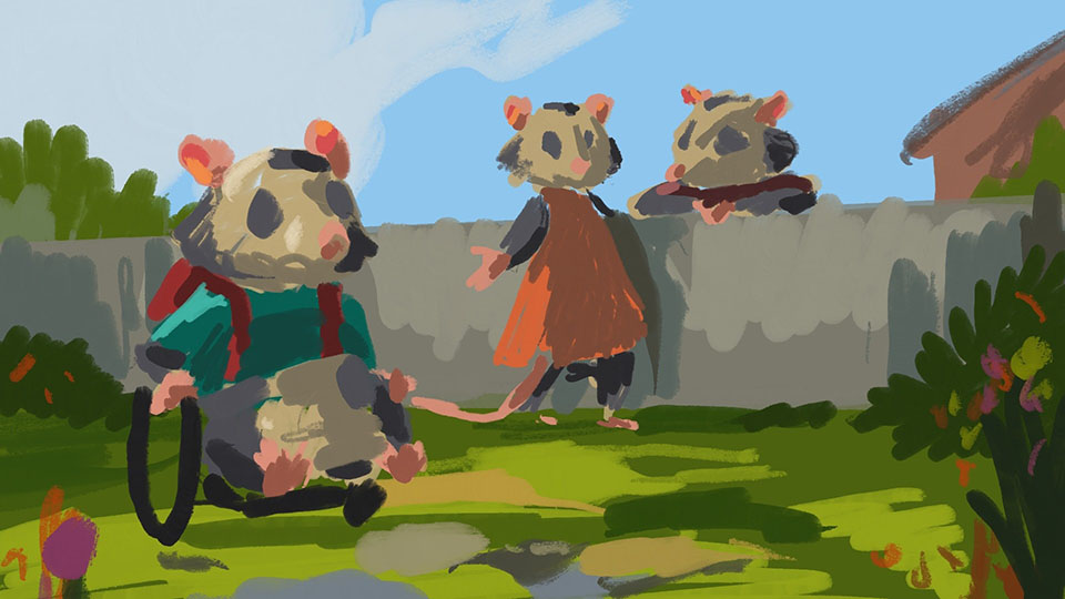 Family together in the living room