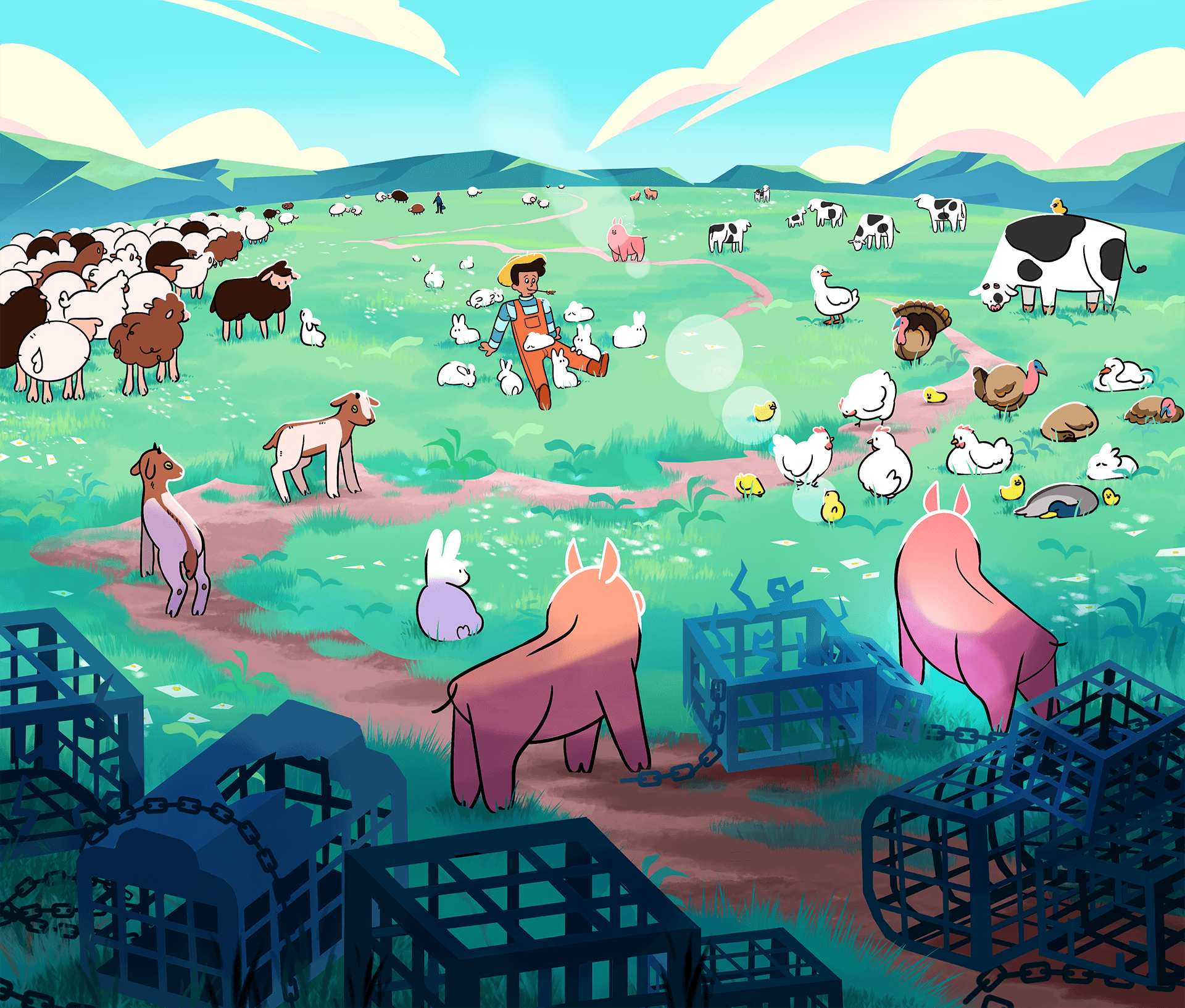 Farm animals freed from cages