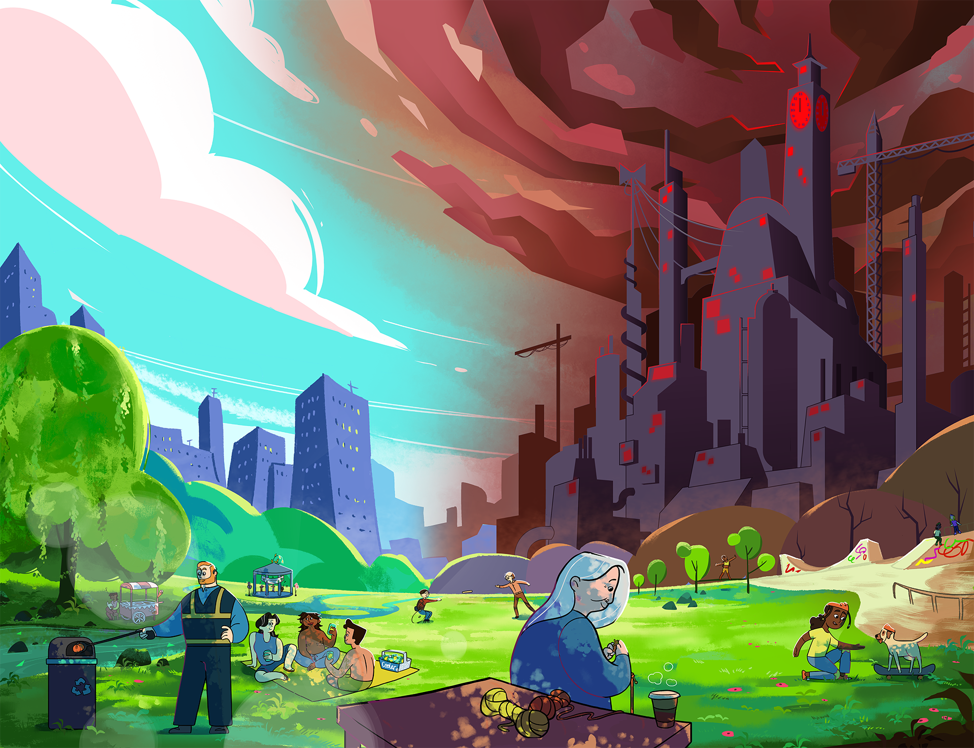 2D animated environment art by Myth Studio