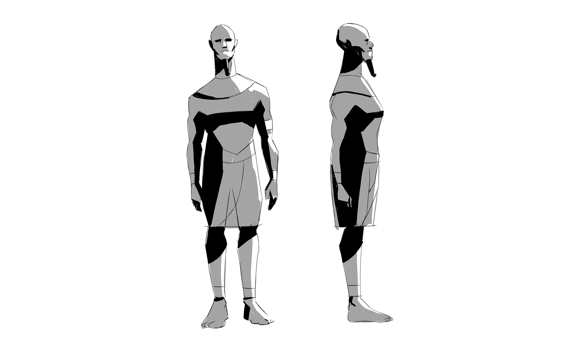 Character design turnaround sheet, male character