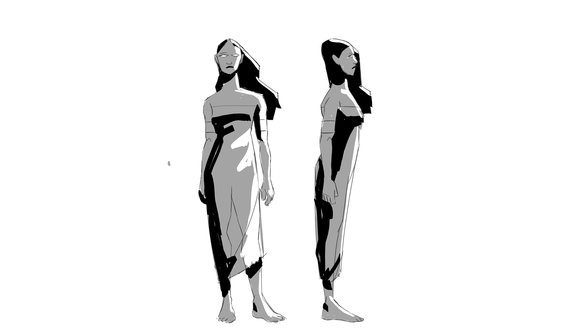 Character design turnaround sheet, female character