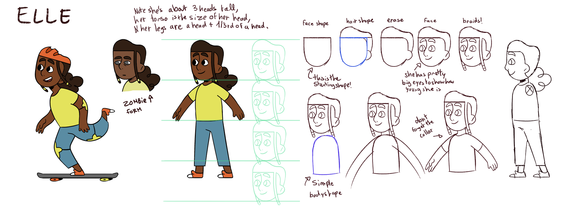 Elle character design sheet