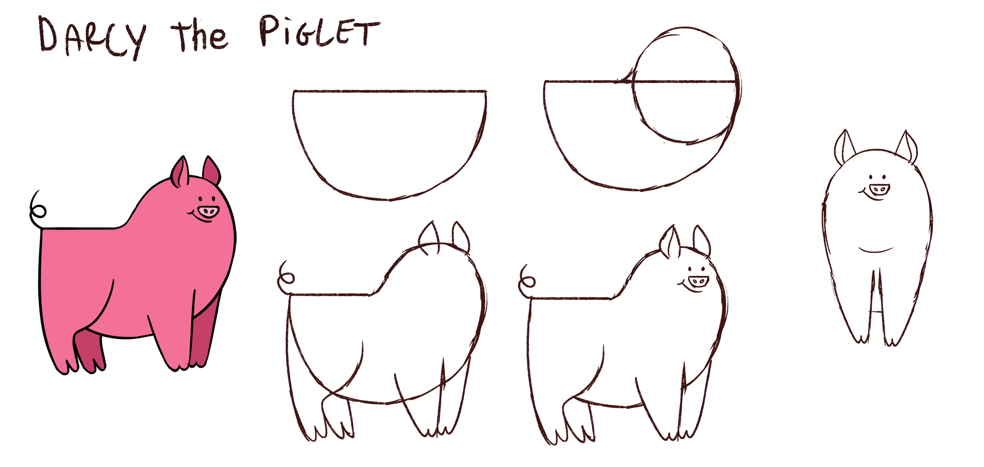Darcy the Piglet character design sheet