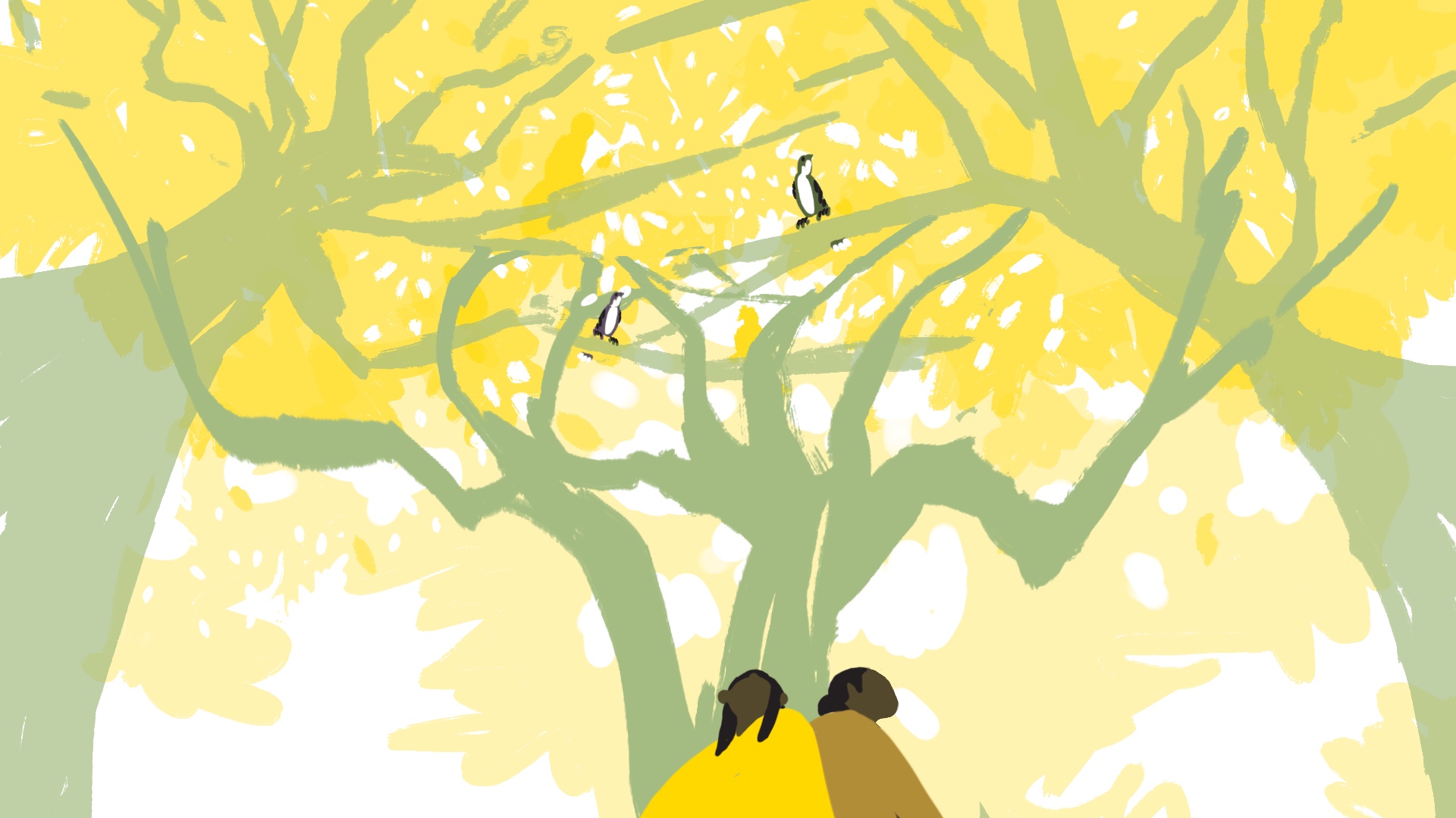 Birds in autumn tree