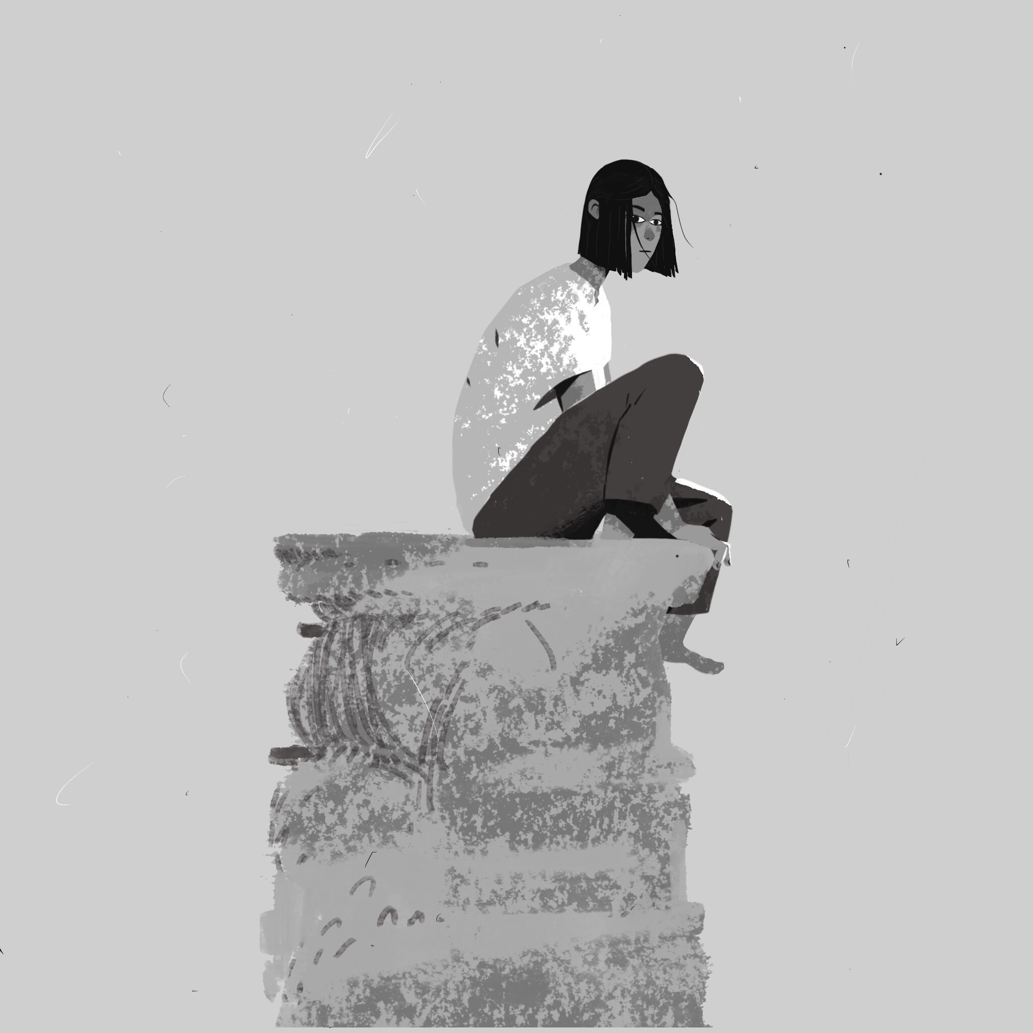 Sitting figure illustration